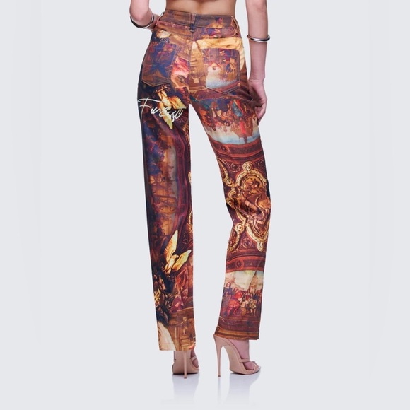 Finesse Pants - Finesse Artistic Print Women's Straight Leg Pants sz XL